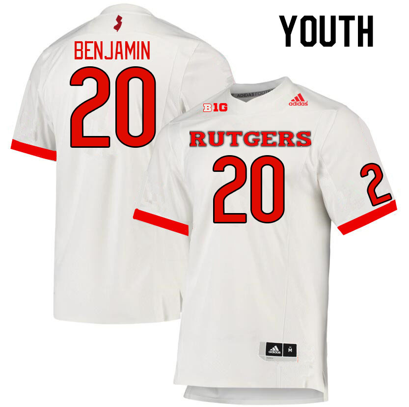 Youth #20 Ja'shon Benjamin Rutgers Scarlet Knights College Football Jerseys Stitched Sale-White